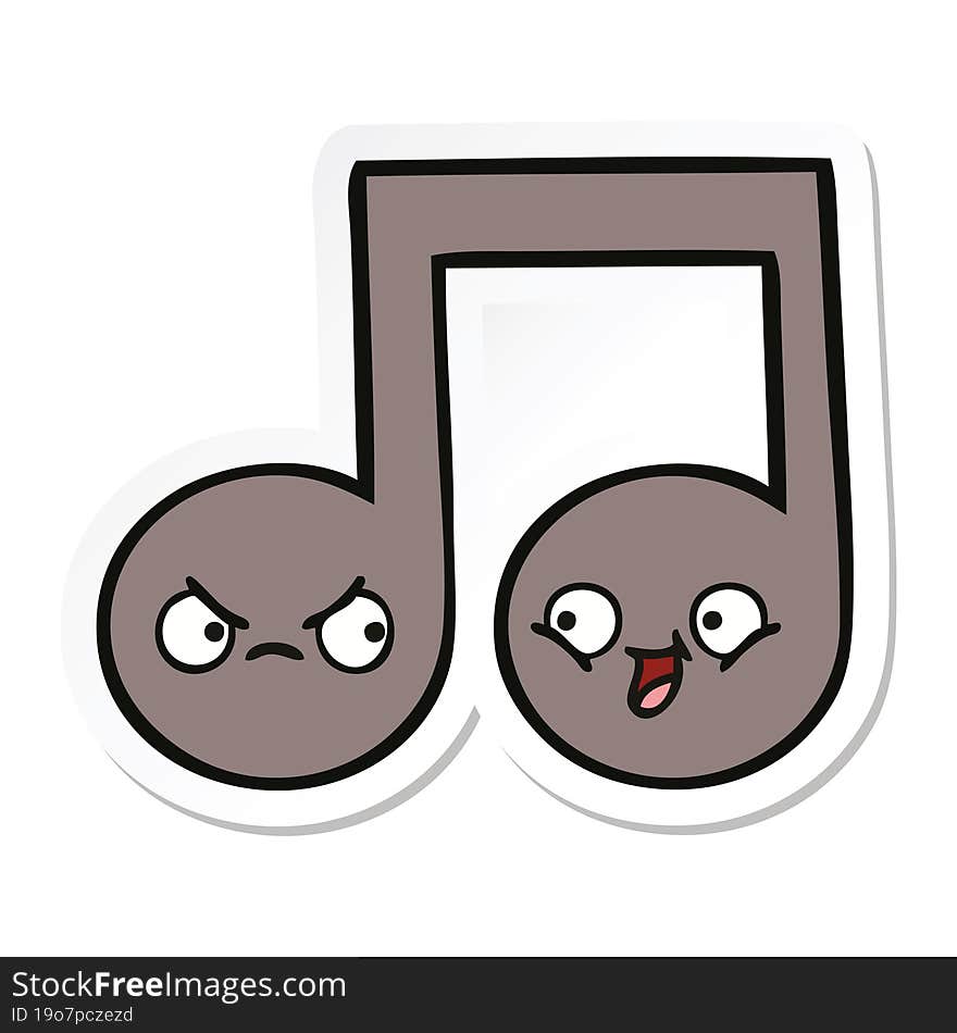 Sticker Of A Cute Cartoon Musical Note