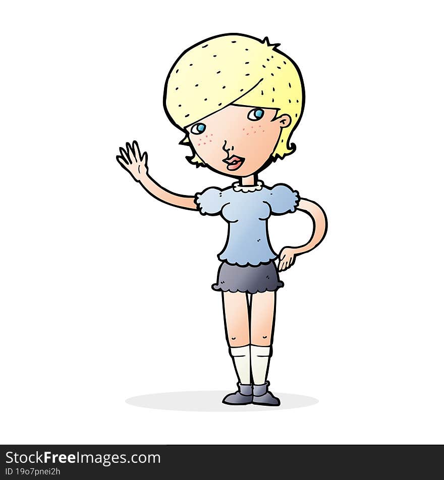 Cartoon Girl Waving