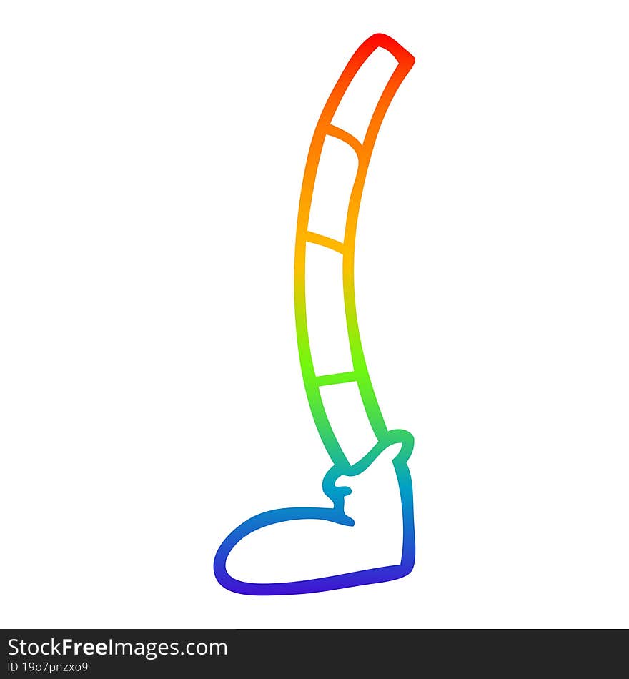 rainbow gradient line drawing cartoon retro leg