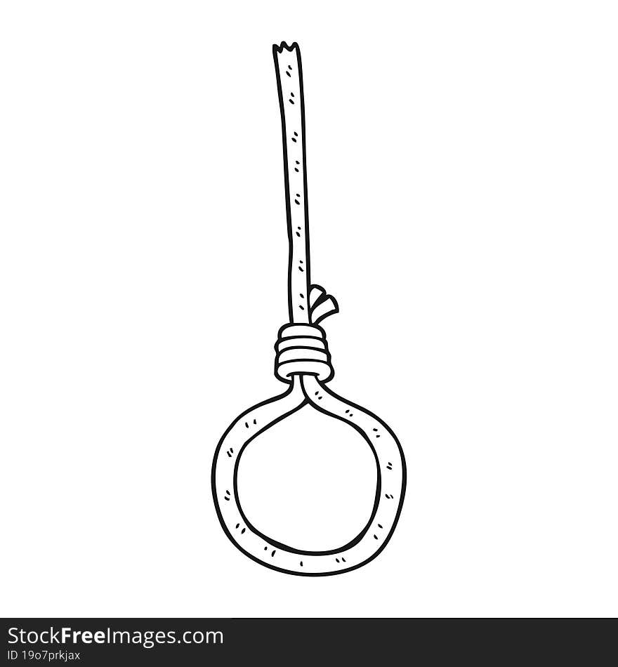 freehand drawn black and white cartoon noose