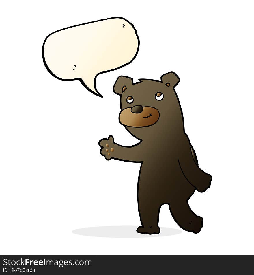 cute cartoon black bear with speech bubble