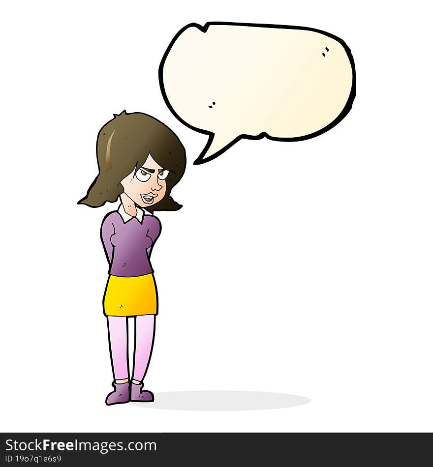 cartoon annoyed woman with speech bubble