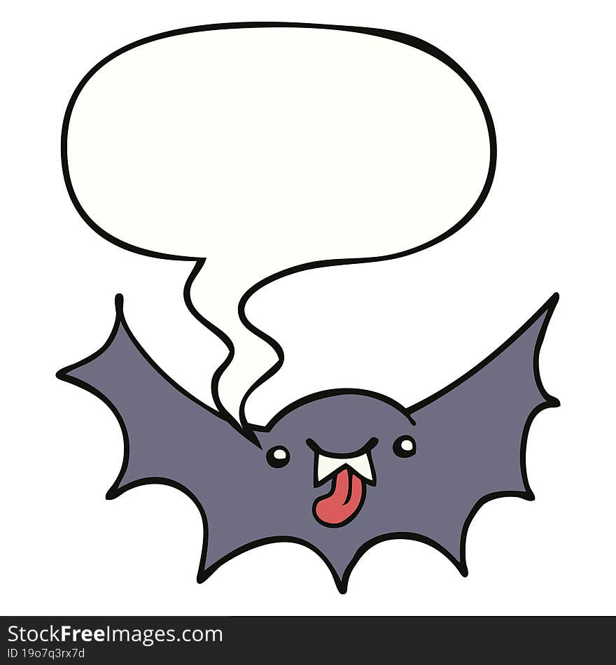 Cartoon Vampire Bat And Speech Bubble