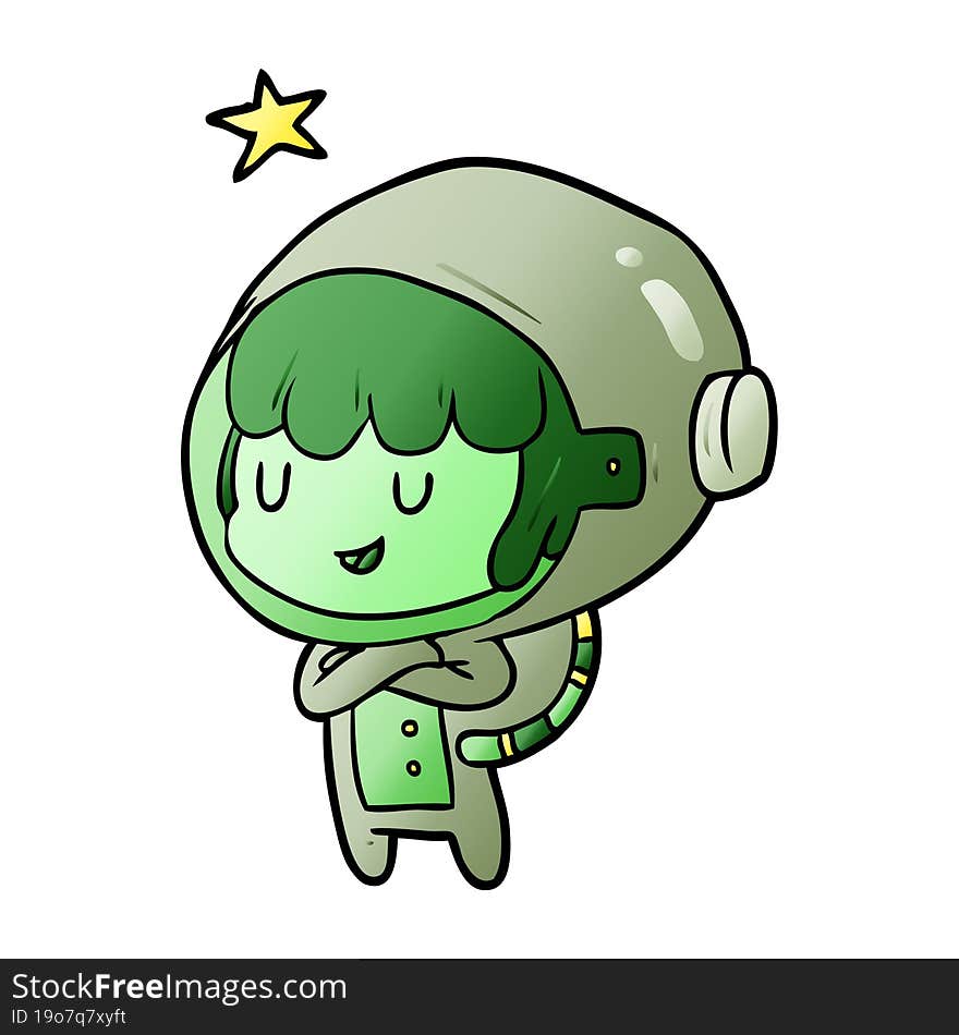 cartoon female future astronaut in space suit. cartoon female future astronaut in space suit