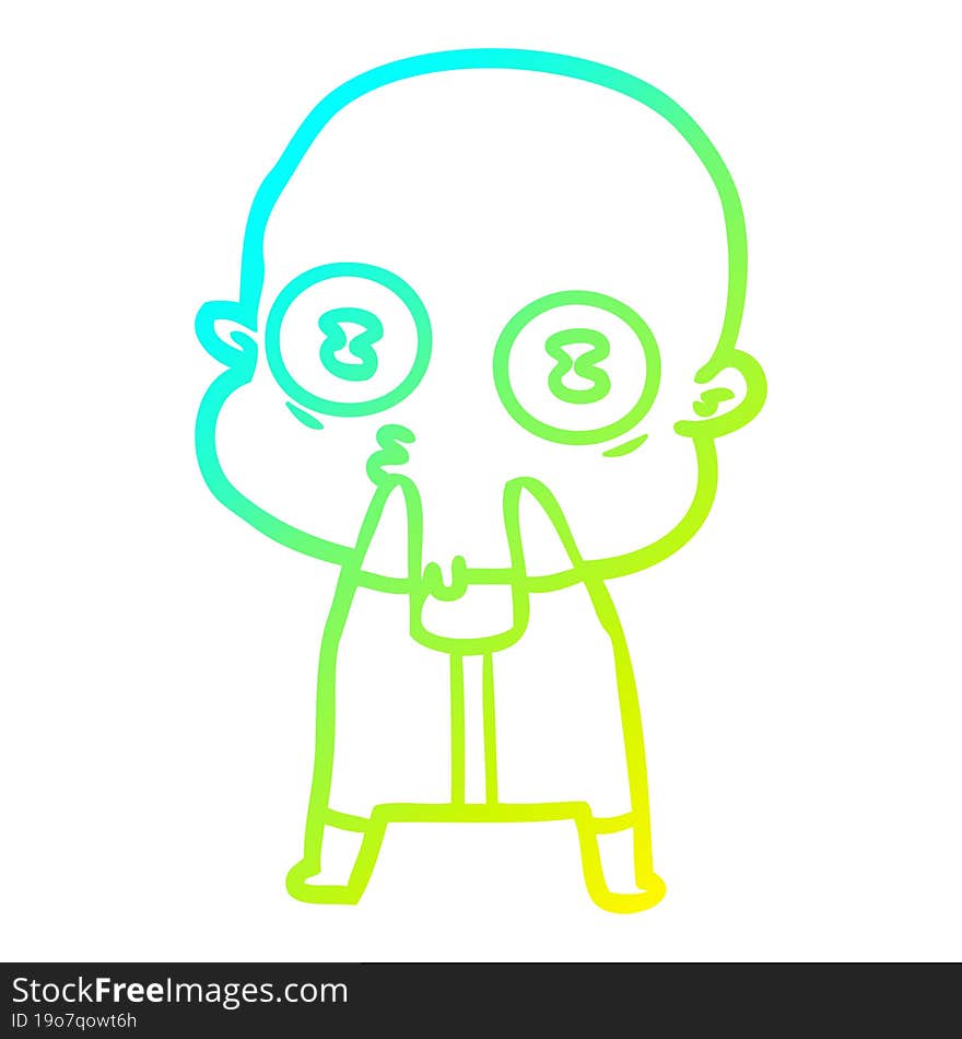 cold gradient line drawing cartoon weird bald spaceman