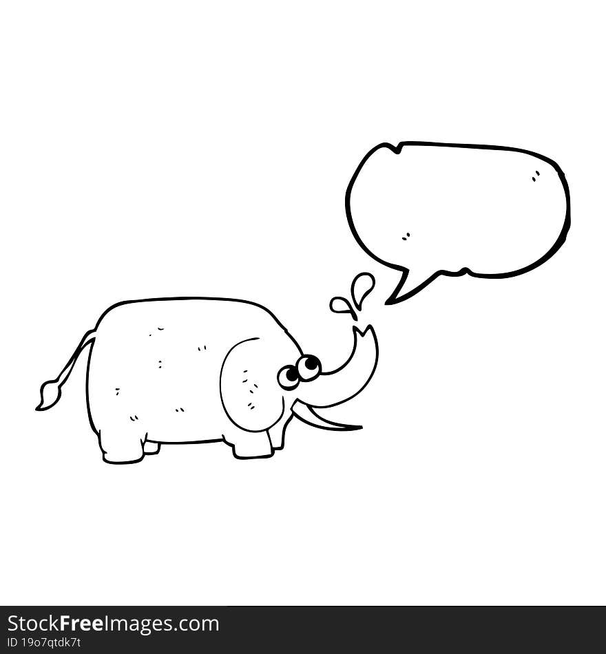 freehand drawn speech bubble cartoon elephant