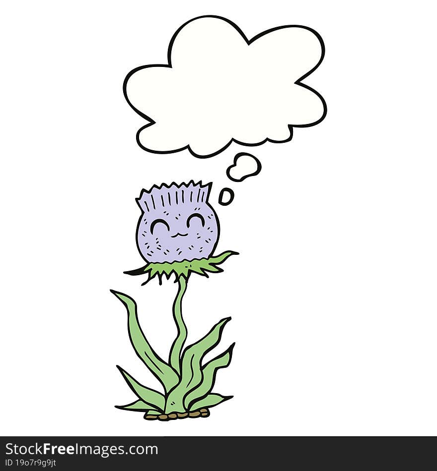 cartoon thistle and thought bubble