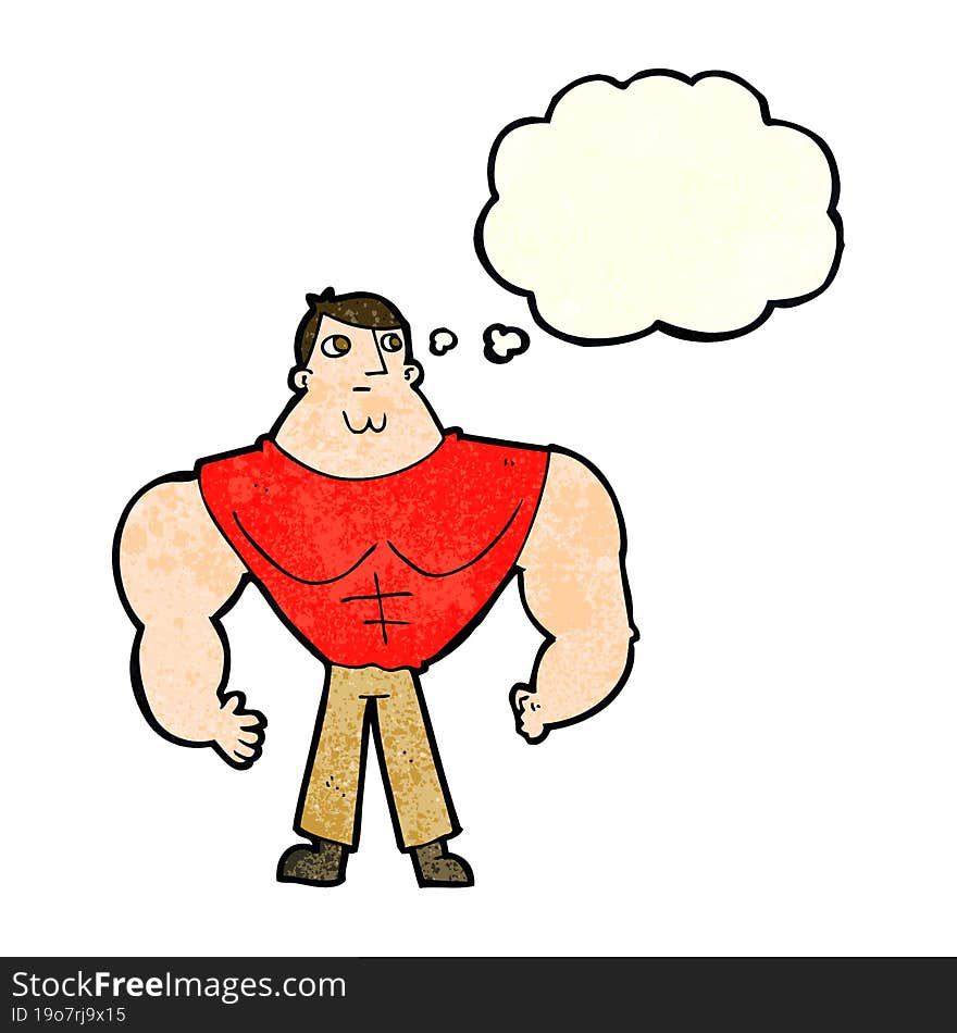 Cartoon Body Builder With Thought Bubble