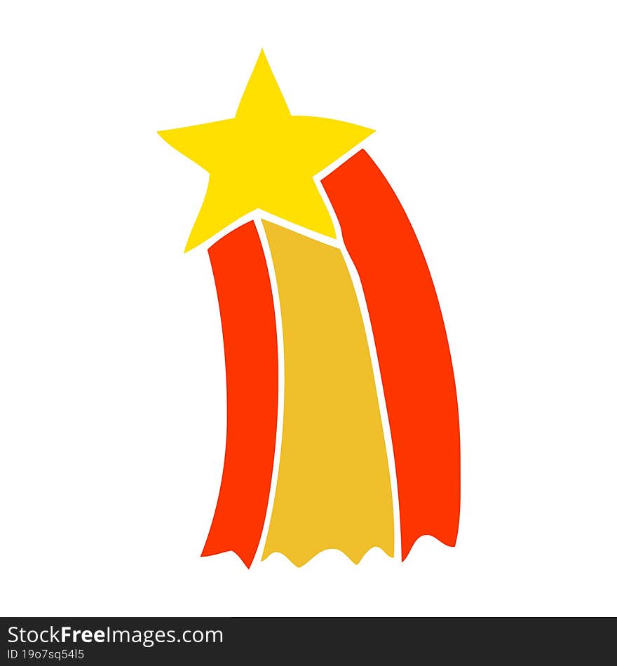 flat color illustration cartoon shooting star