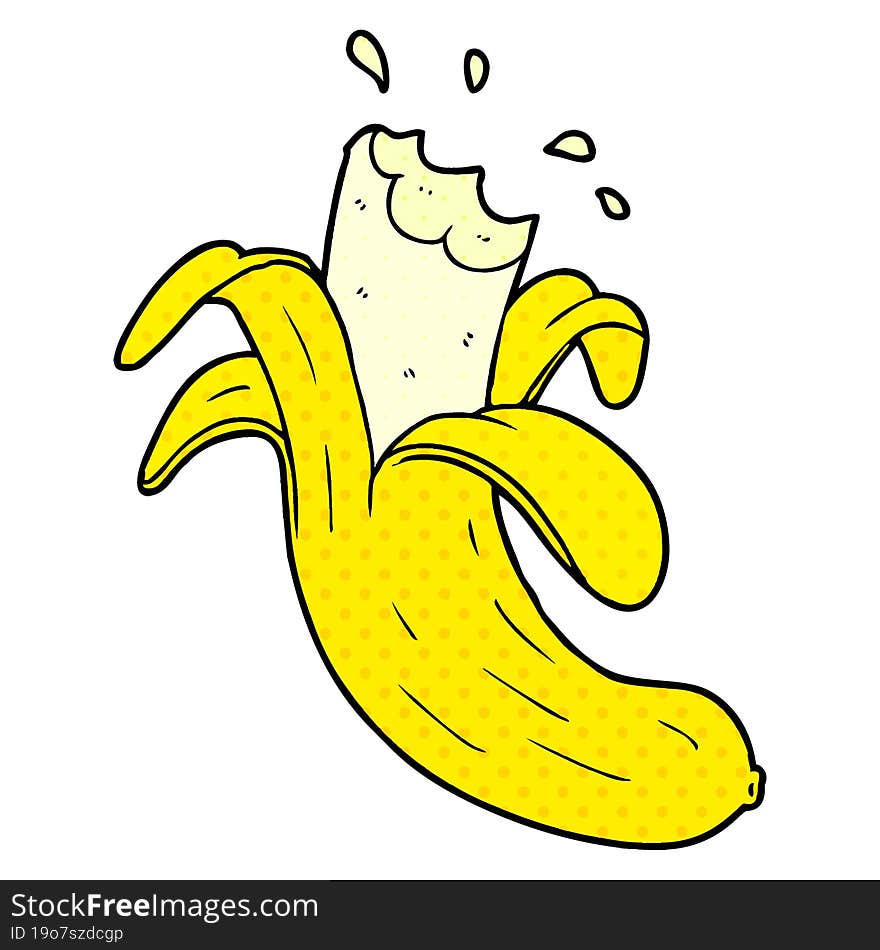 cartoon bitten banana. cartoon bitten banana