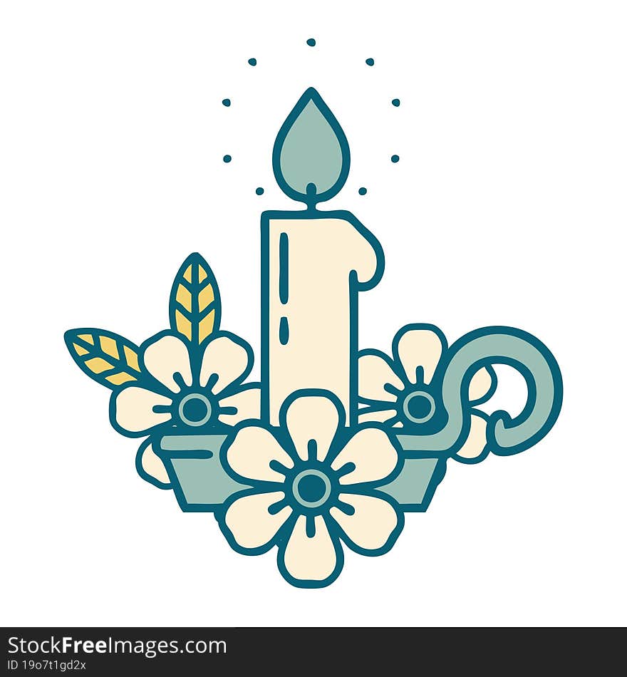 tattoo style icon of a candle holder