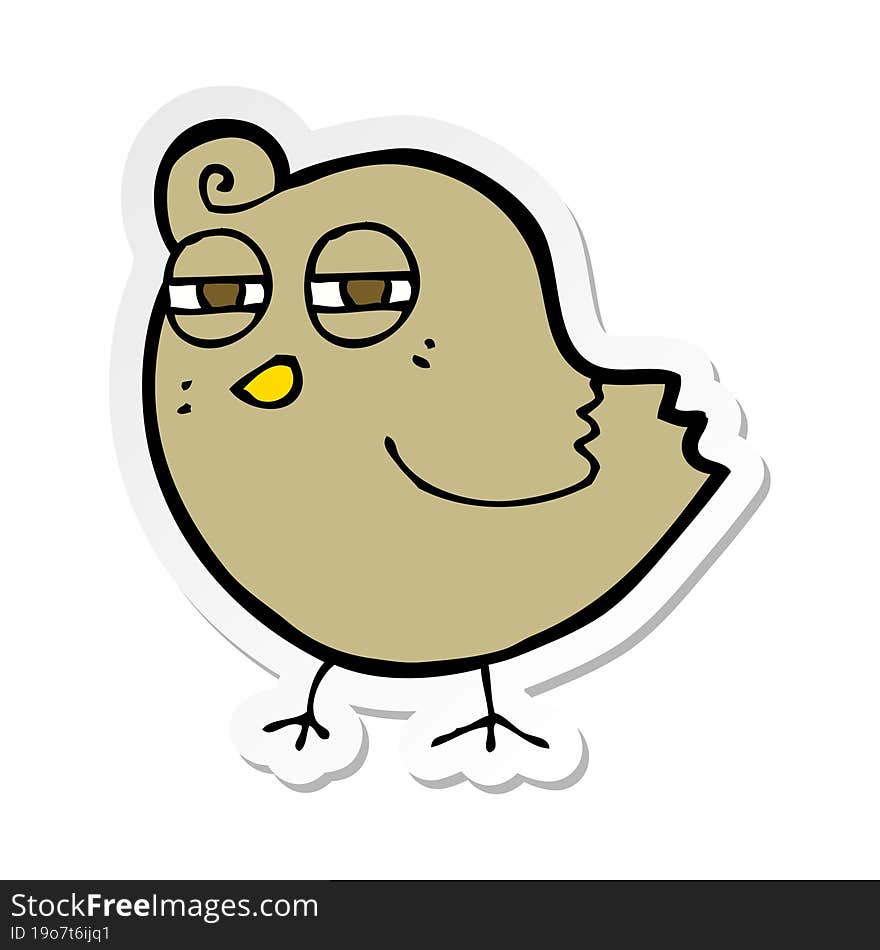 Sticker Of A Funny Cartoon Bird