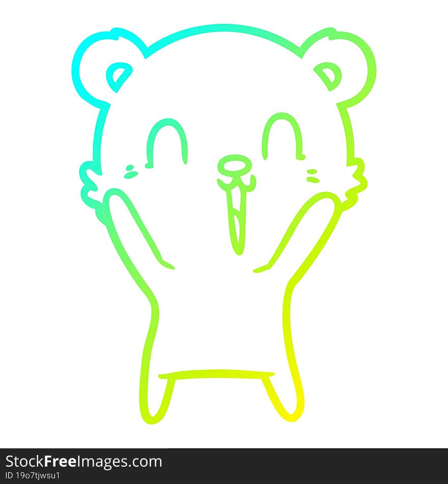 cold gradient line drawing happy cartoon polar bear