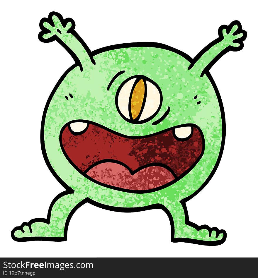 Grunge Textured Illustration Cartoon Monster