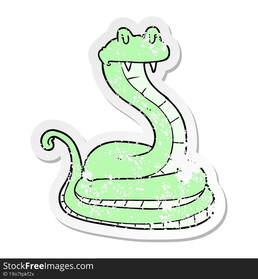 distressed sticker of a cartoon snake