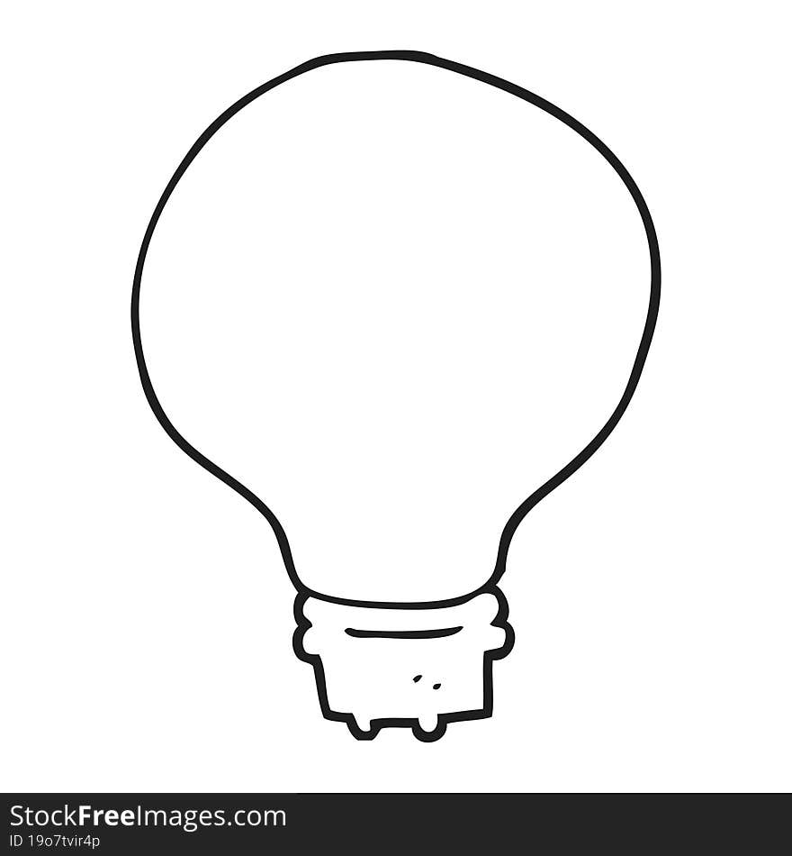 black and white cartoon light bulb