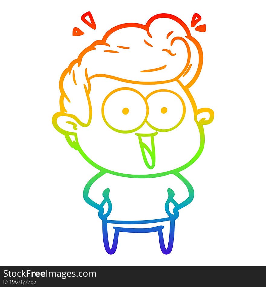 rainbow gradient line drawing cartoon excited man