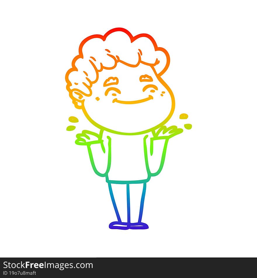 rainbow gradient line drawing cartoon friendly man