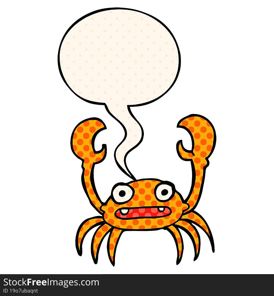 Cartoon Crab And Speech Bubble In Comic Book Style