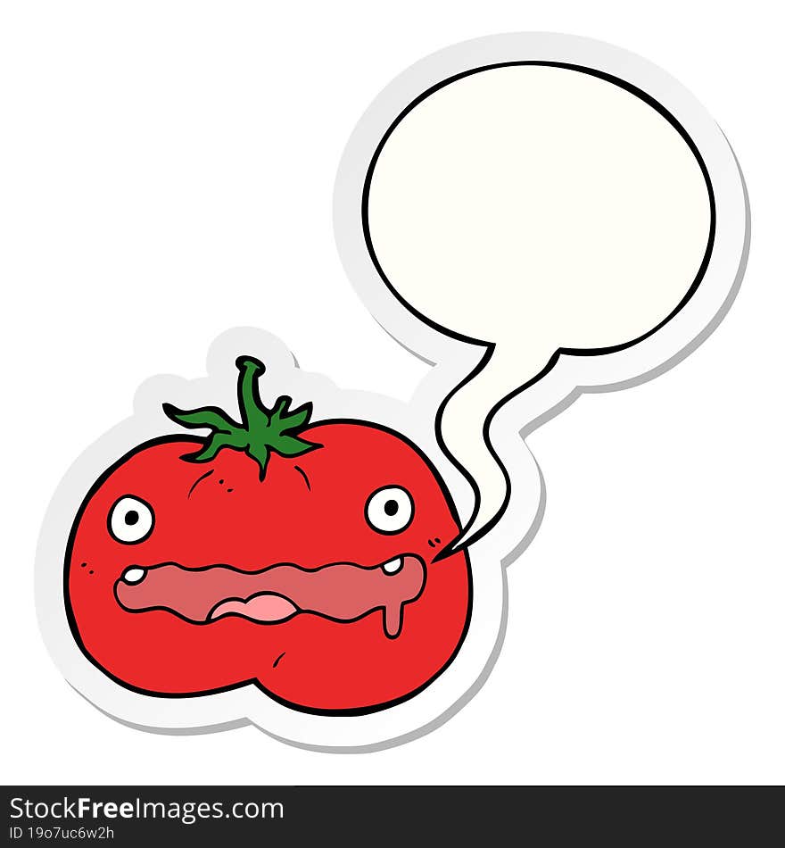 cartoon tomato and speech bubble sticker