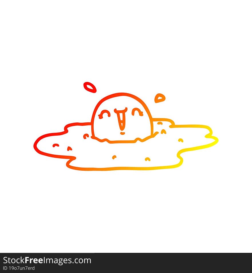 warm gradient line drawing cartoon fried egg