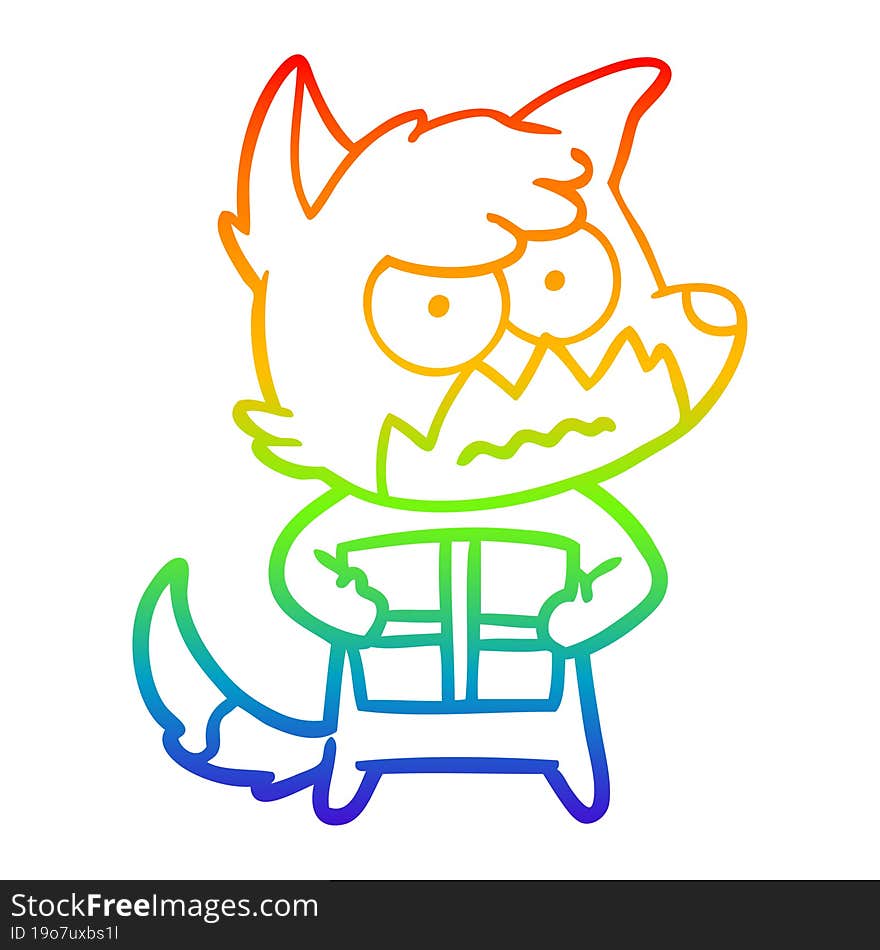 rainbow gradient line drawing cartoon annoyed fox