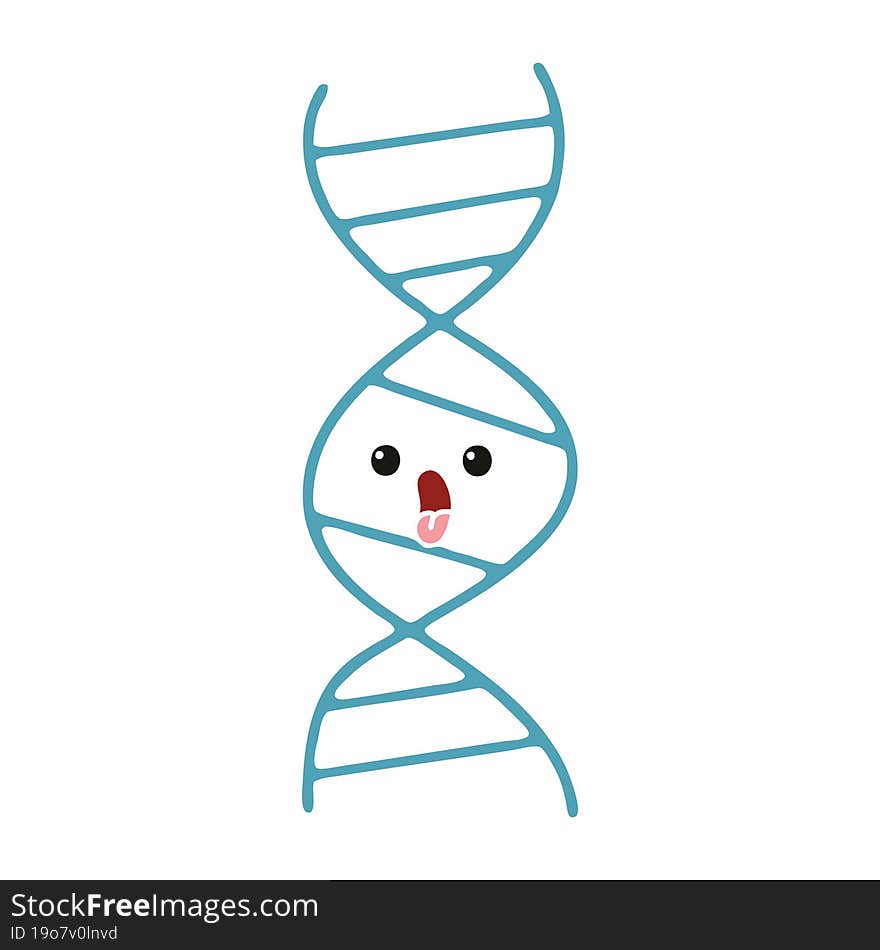 flat color retro cartoon of a DNA strand