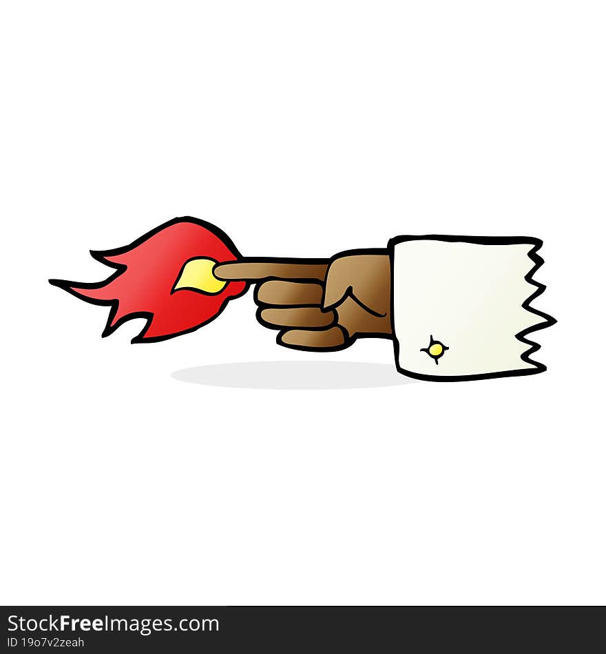 Cartoon Flaming Pointing Finger Symbol