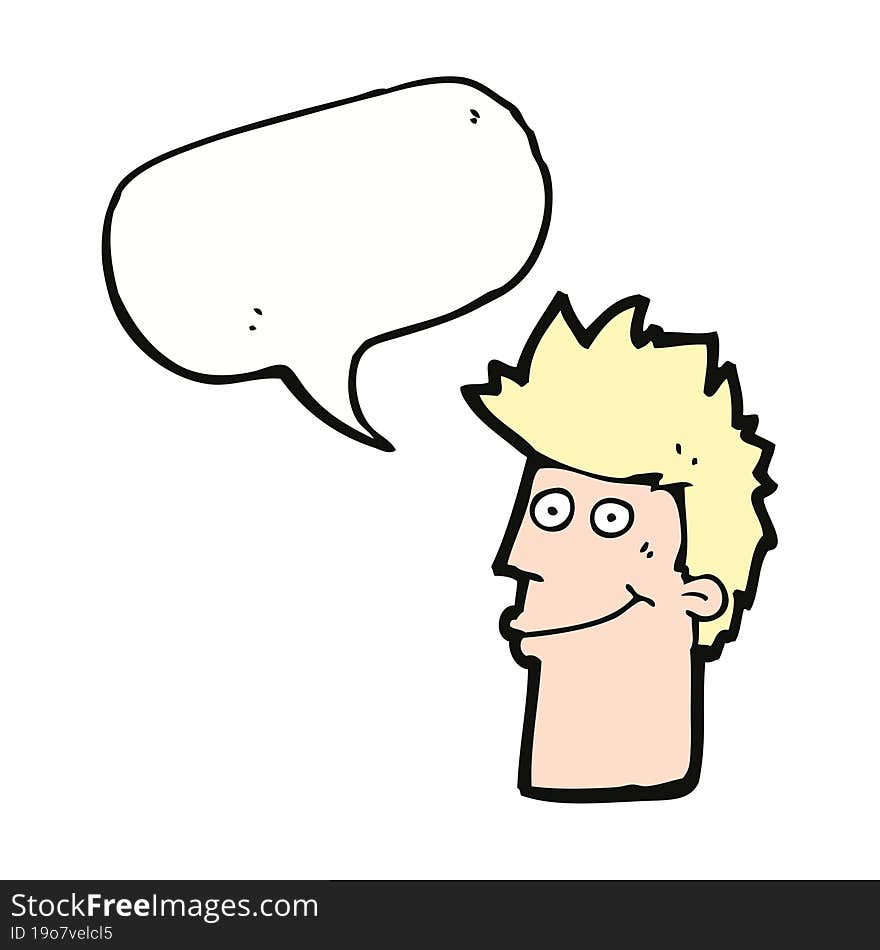 cartoon happy man with speech bubble