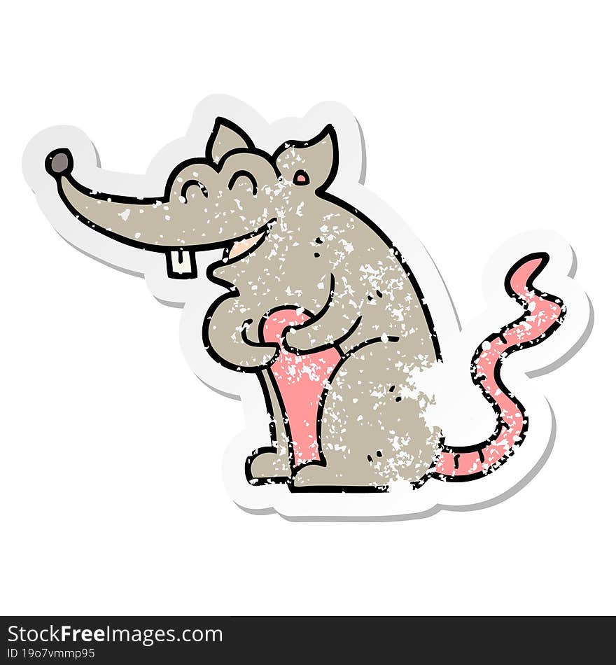 distressed sticker of a cartoon rat