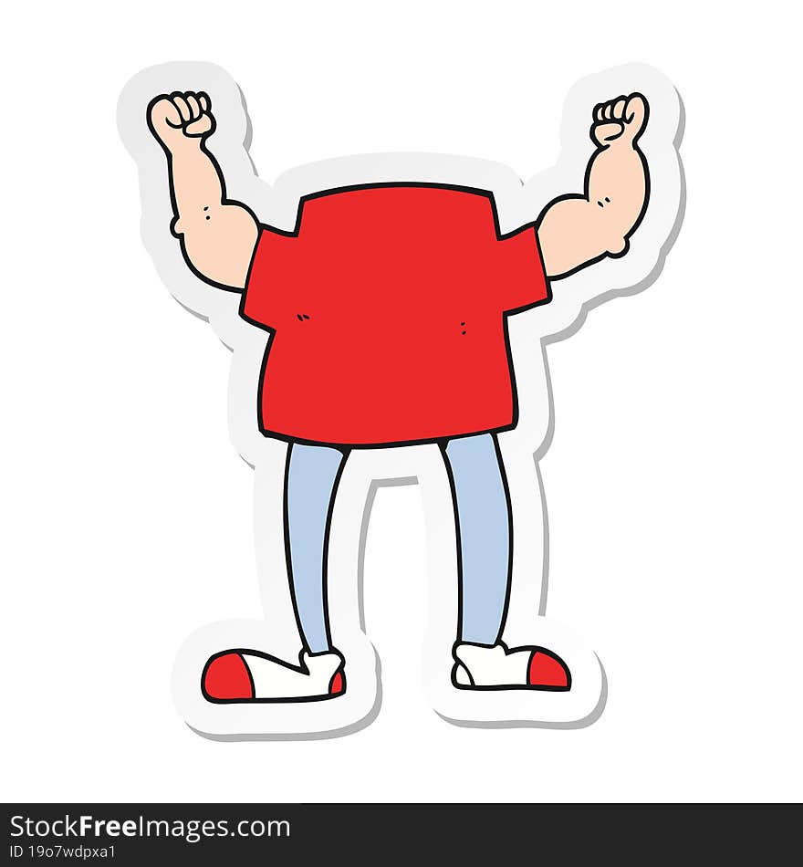 sticker of a cartoon headless man