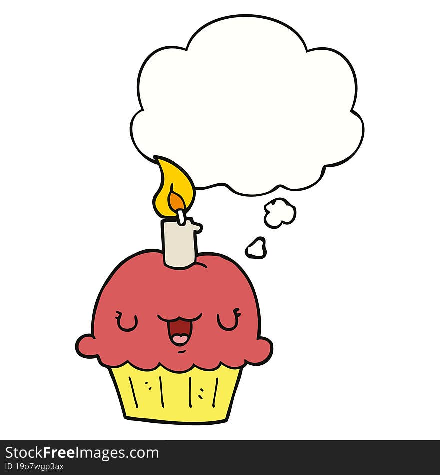 Cartoon Cupcake And Thought Bubble