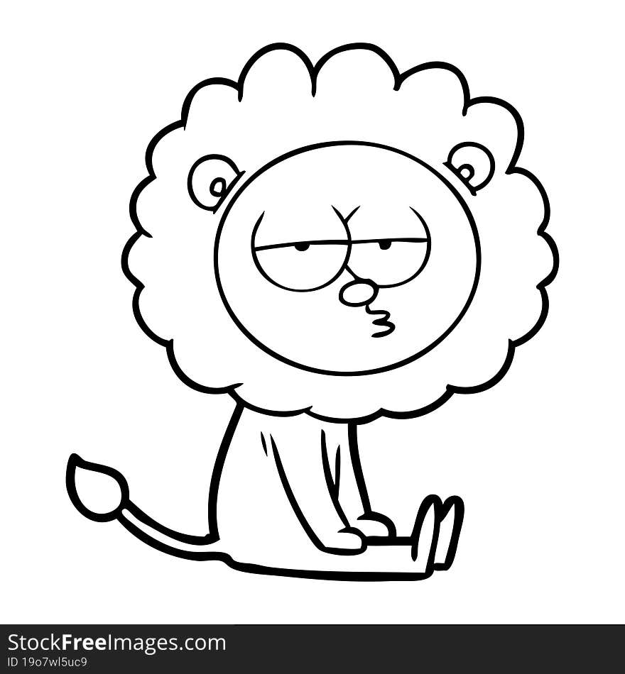 cartoon bored lion. cartoon bored lion