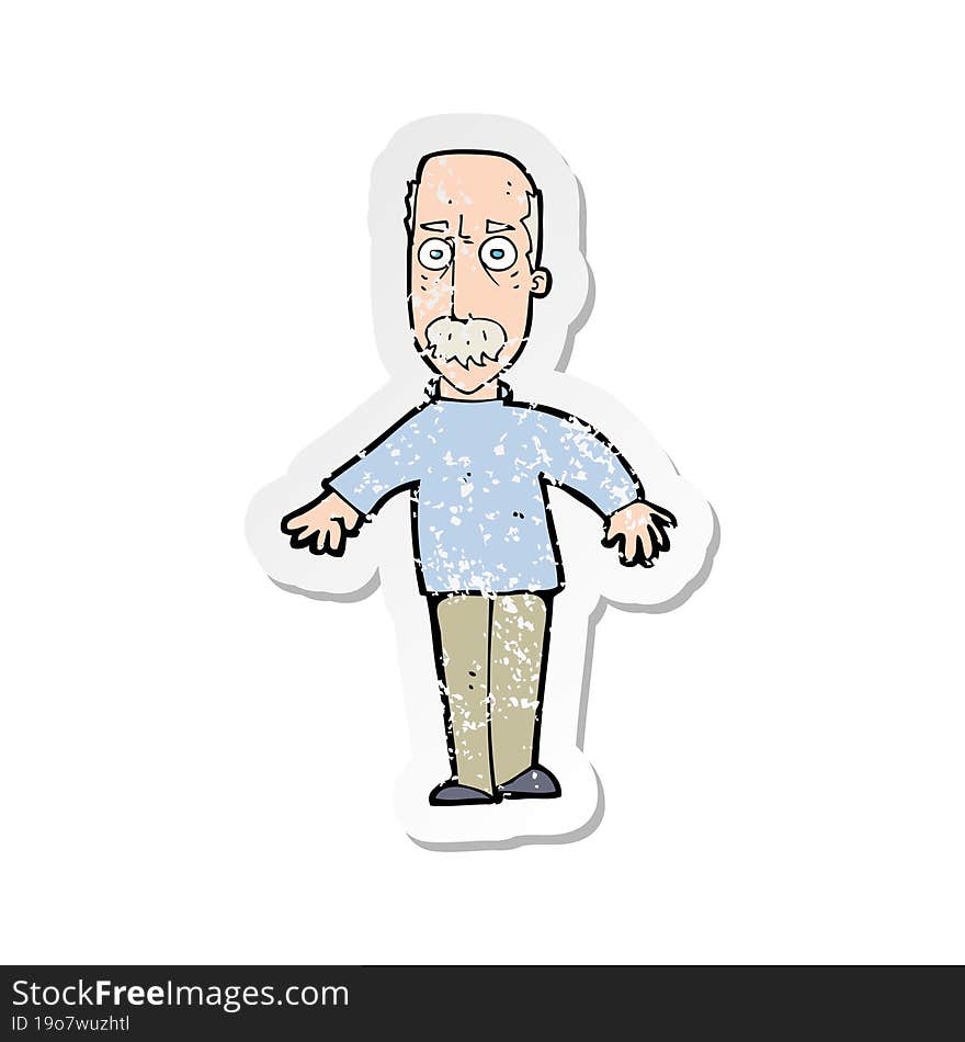 Retro Distressed Sticker Of A Cartoon Annoyed Old Man