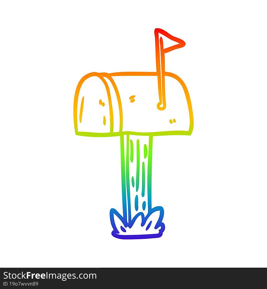 Rainbow Gradient Line Drawing Mailbox