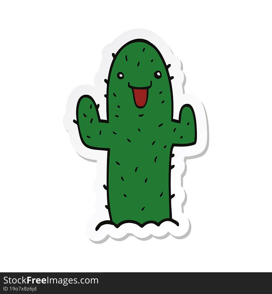 sticker of a cartoon cactus