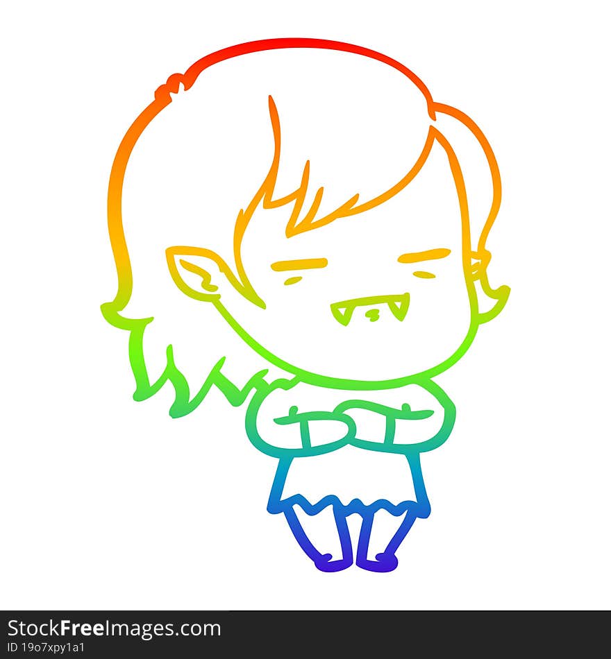 rainbow gradient line drawing cartoon undead vampire girl