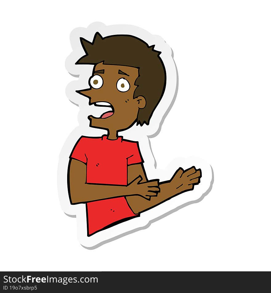 sticker of a cartoon stressed man