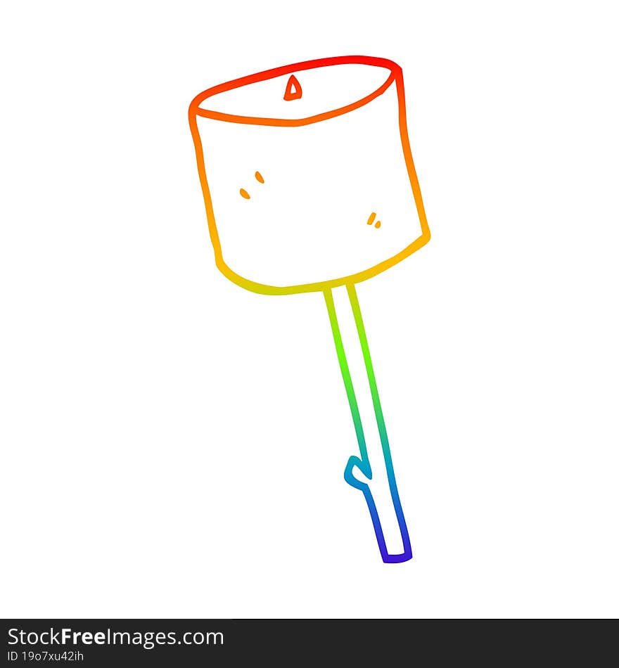 rainbow gradient line drawing cartoon marshmallow on stick