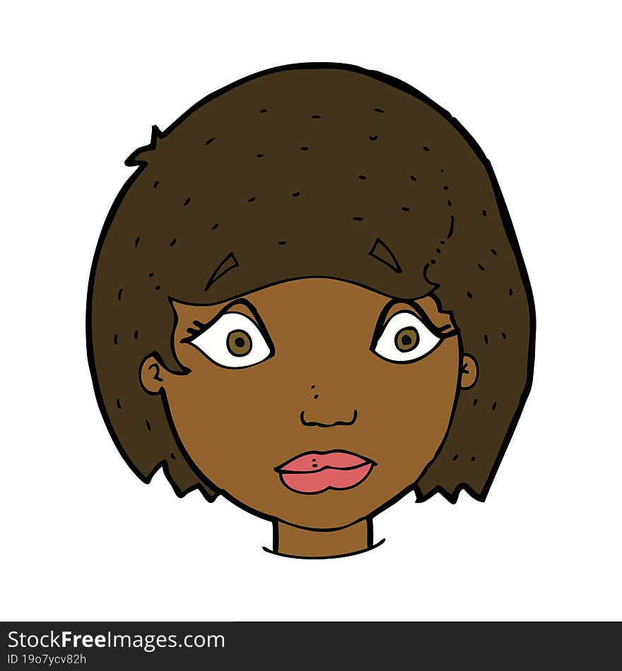 cartoon worried female face