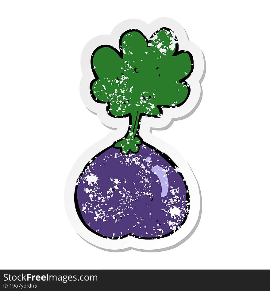 distressed sticker of a cartoon vegetable