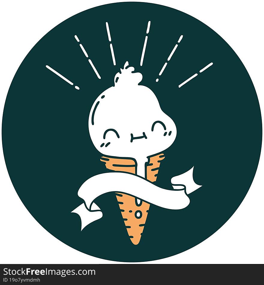 icon of tattoo style ice cream character