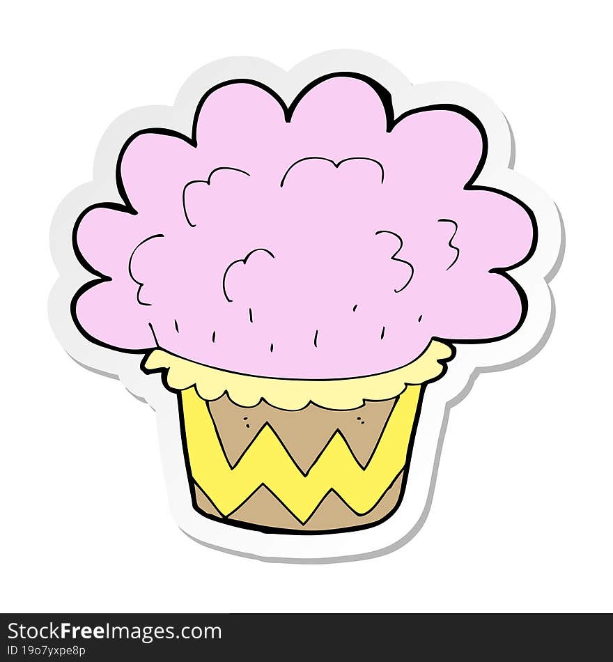 sticker of a cartoon cupcake