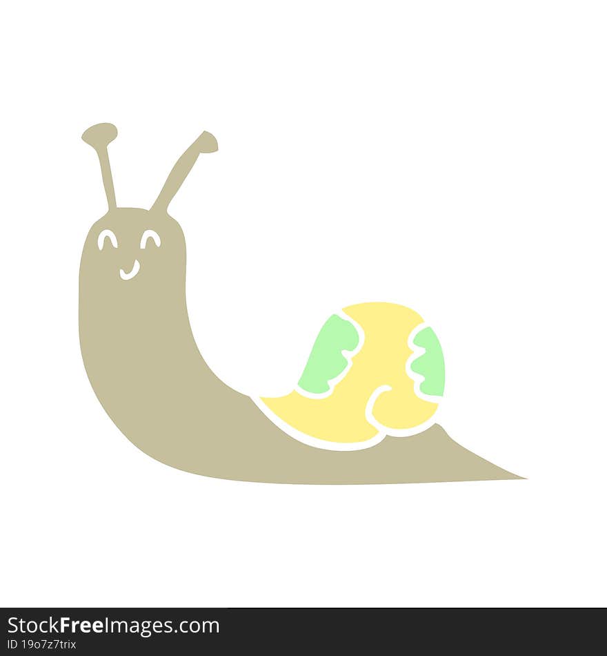 cute flat color style cartoon snail