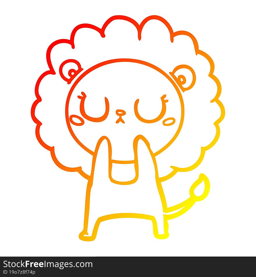 warm gradient line drawing cartoon lion