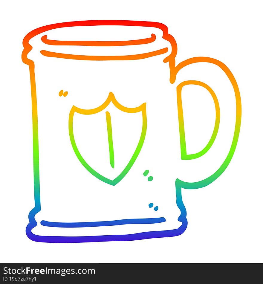 rainbow gradient line drawing cartoon tankard