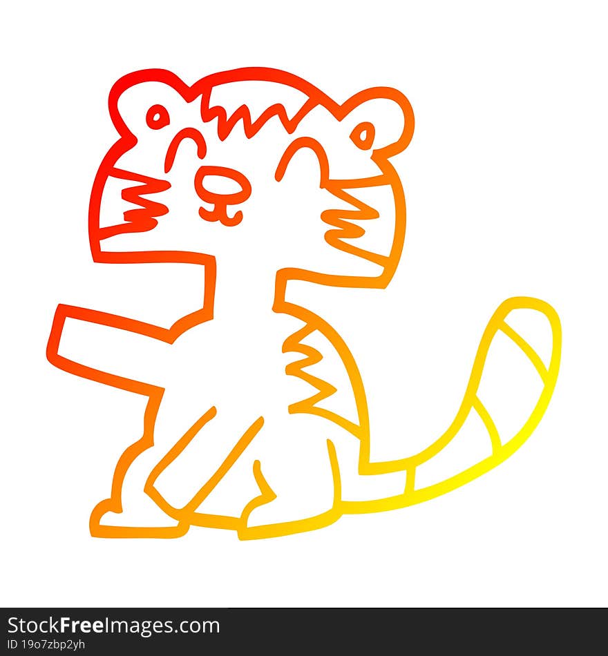 warm gradient line drawing funny cartoon cat