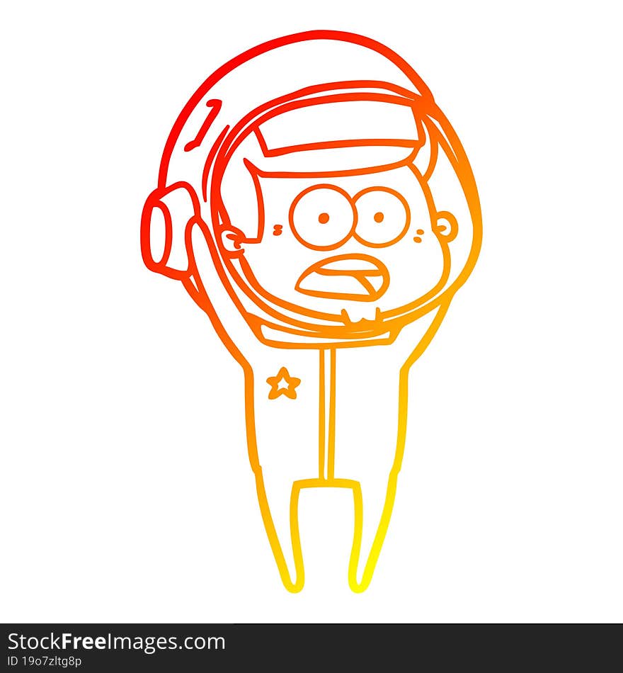 warm gradient line drawing cartoon surprised astronaut