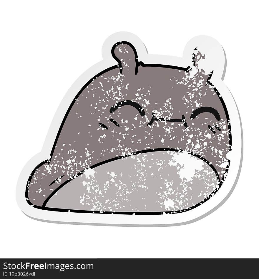 distressed sticker cartoon of a happy kawaii slug