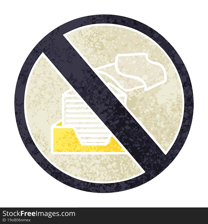 retro illustration style cartoon paper ban sign